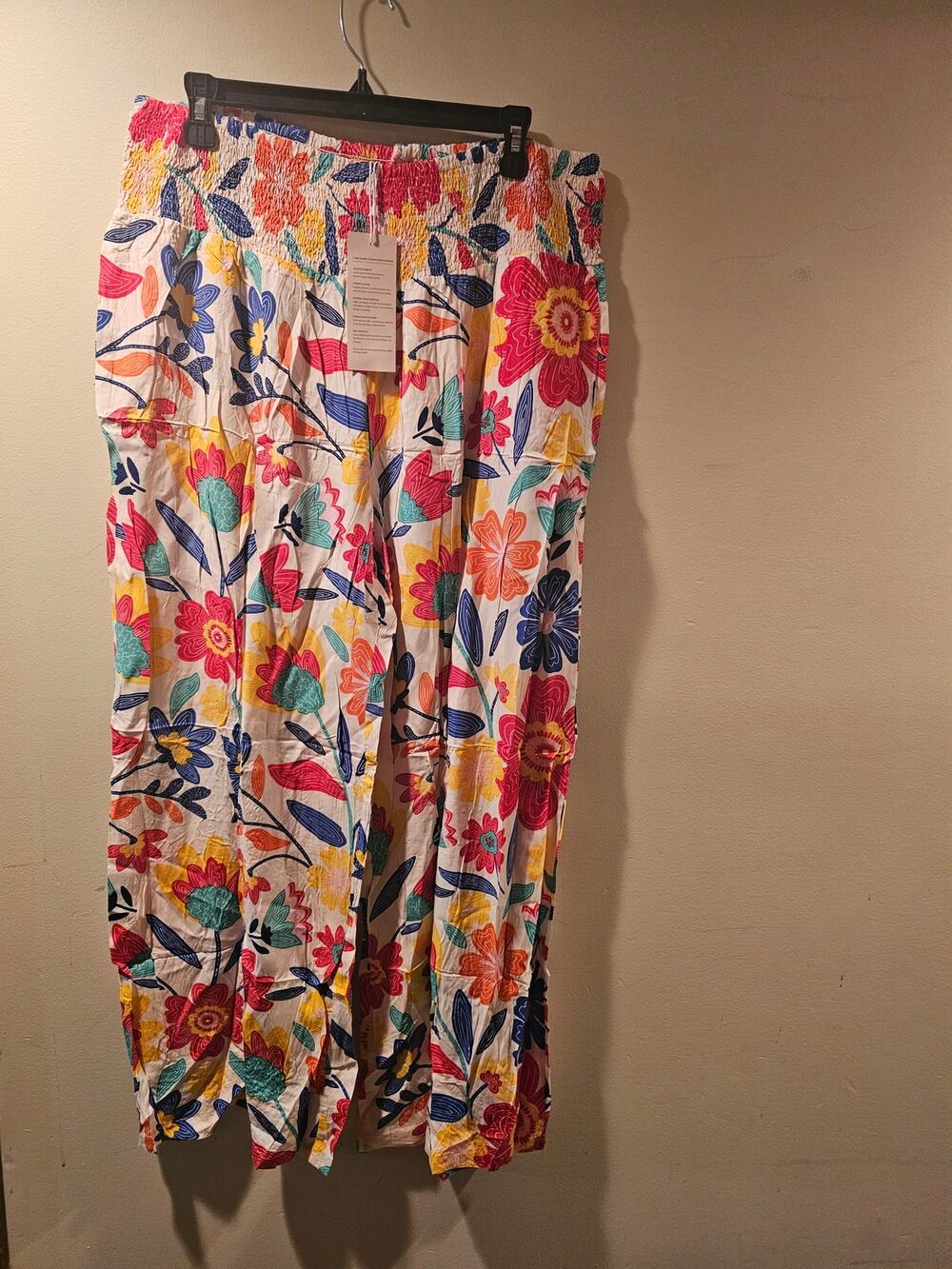 Dokotoo Women's Summer Boho Floral Baggy Pants Wide Leg High Waist  size XXL